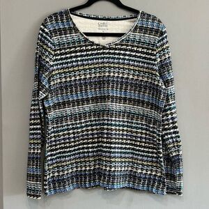 Croft & Barrow classic long sleeve tshirt geometric blue black size‎ XL